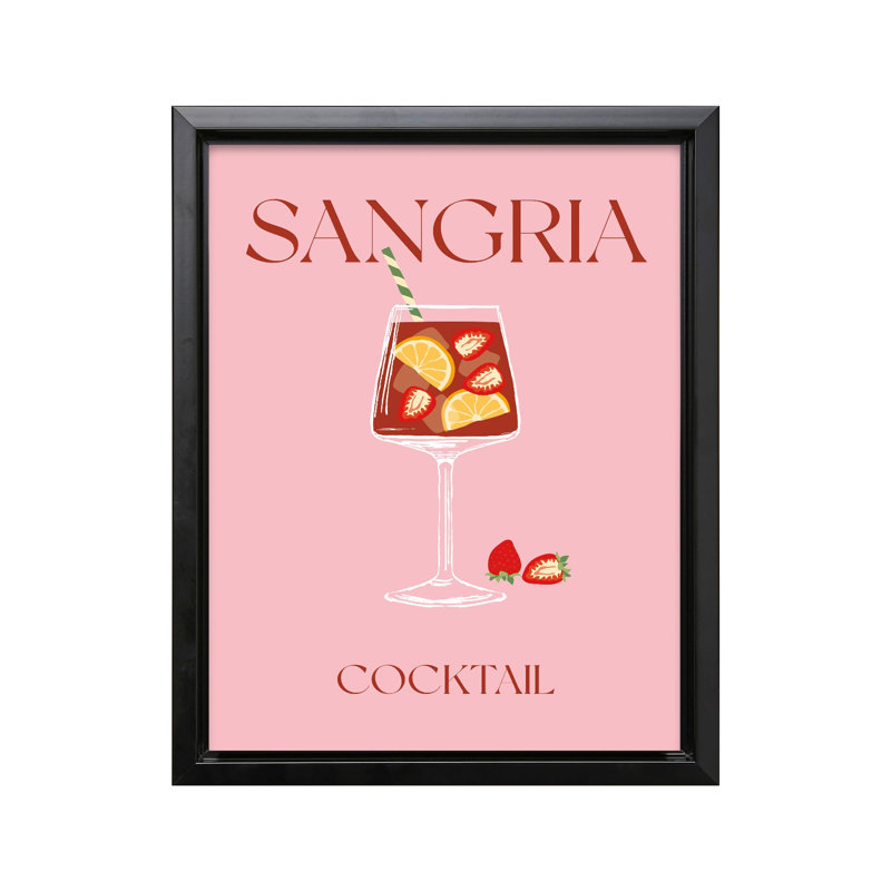 Sangria cocktail, Black Framed, Canvas, 16"H x 20"W