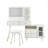 Modern Makeup Vanity Desk With Mirror And Lights, Retractable Dressing Table With Drawers And Cabinet, Compact Makeup Table Set With Power Outlet For Bedroom, White-36344780