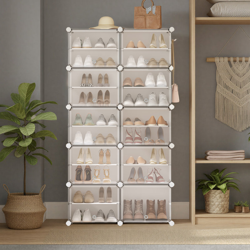 10 Tier 40 Pairs Shoe Rack Organizer, Shoe Storage Cabinet for Closet, White, 61.4'' H x 32.7'' W x 12.6'' D