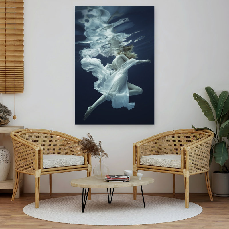 Underwater Dream Dance Elegant Ethereal Peaceful Wall Art Print 1 Piece Wrapped Canvas Wall Art, 152.4cm H x 101.6cm W