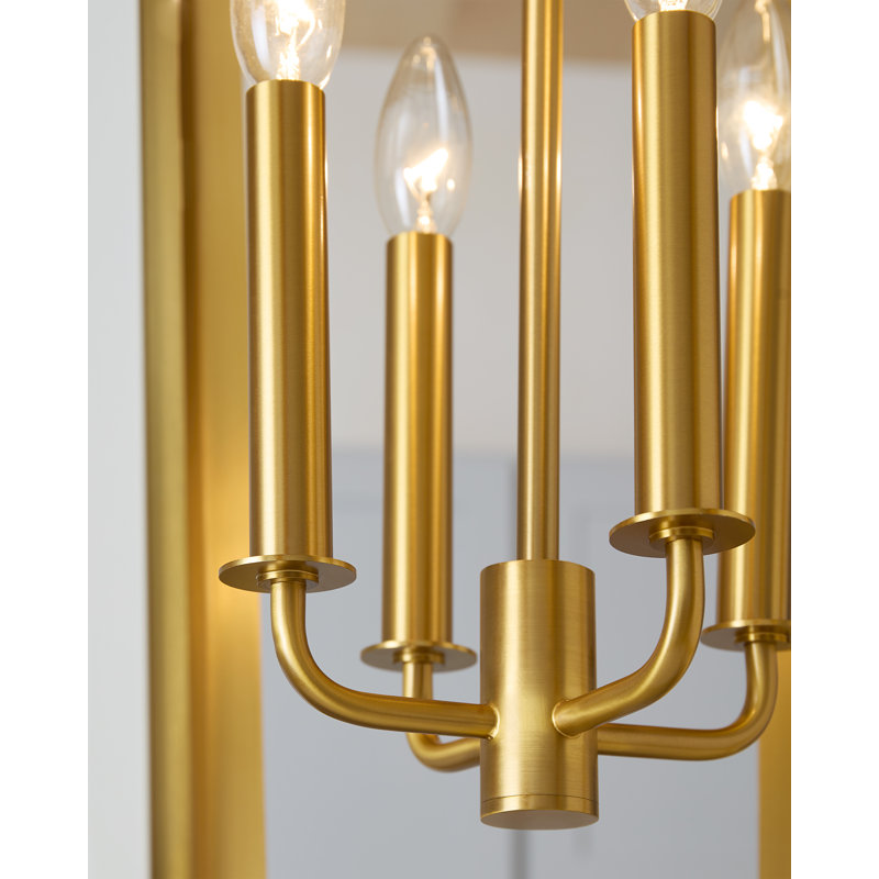 Curt 4 - Light Chandelier, Matte White/Burnished Brass