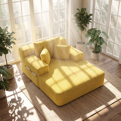 Chaise longue en velours côtelé Timo l 60,2 po x P 48,5 po x H 28,4 po Timo