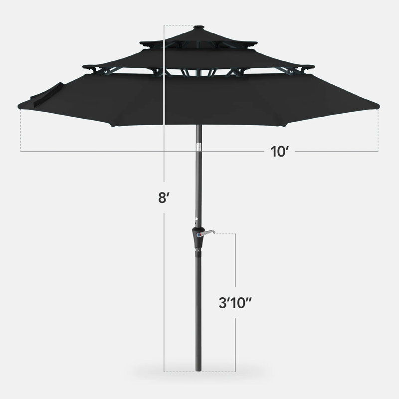 Parasol de patio à 3 niveaux, Black