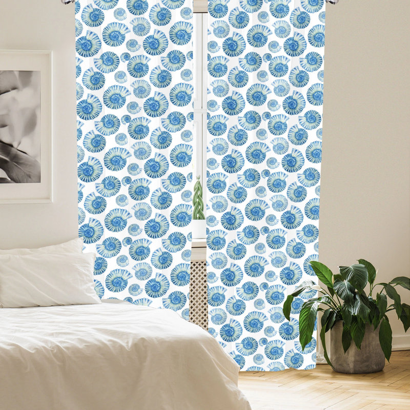 Shells Semi-Sheer Rod Pocket Curtain Panels, 28" x 95"
