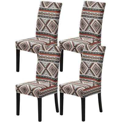 Ensemble de 4 housses de chaises de salle à manger extensibles, housses de Parsons extensibles, amovibles, lavables, imprimées en spandex, pour hôtellerie, bureau, cérémonie, banquet, fête de mariage (Boho)