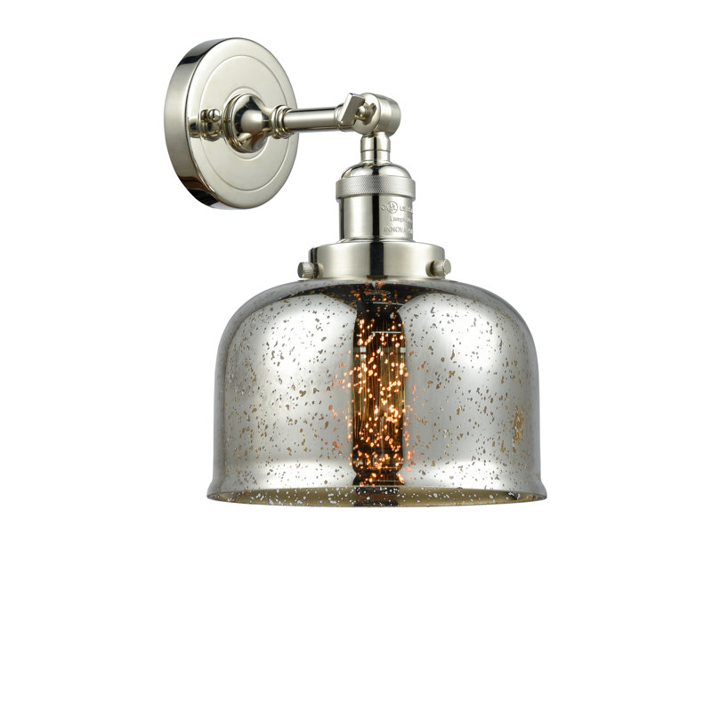 Handley Glass Semi Flush Mount, No Bulb Included, Silver Mercury, Polished Nickel