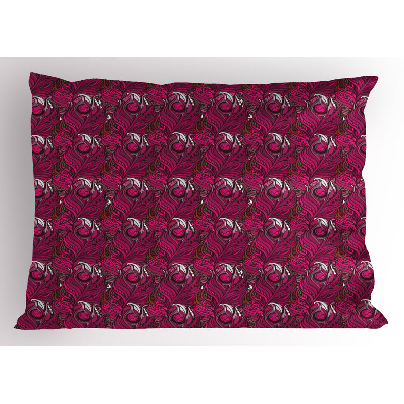 Ambesonne Feathers Pillow Sham 2 Pack Alluring Violet Delicate Raspberry Magenta, 20"H x 36"W