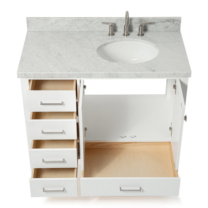 Cambridge Single Bathroom Vanity Set, White, Brushed Nickel, 43"