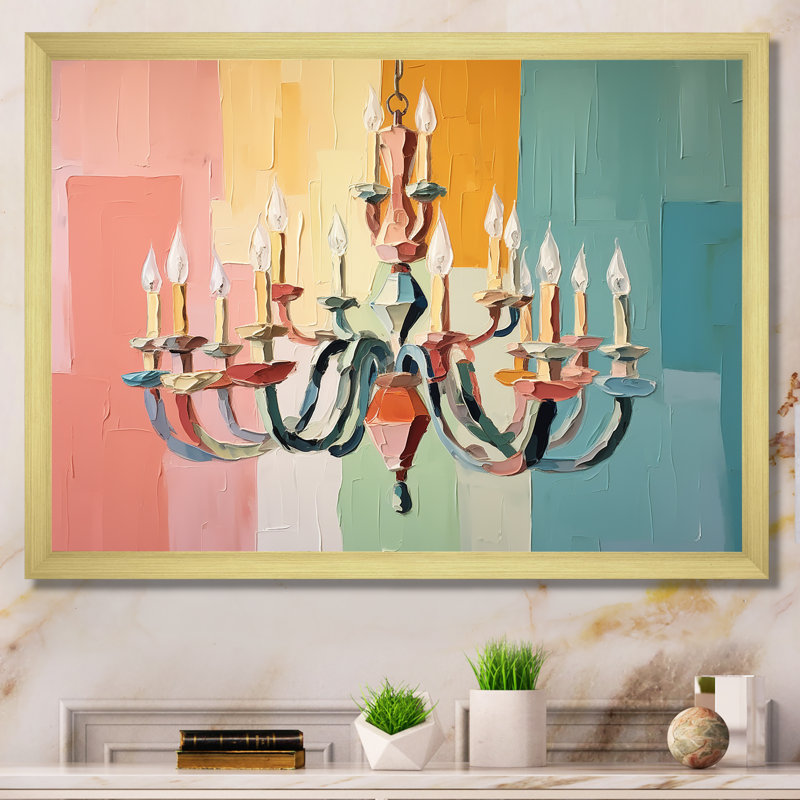 Lustre baroque Brilliance - lustre, art mural, Cadre doré à coins fermés, H 30 po x l 40 po x P 1,5 po