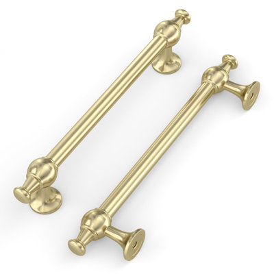 Paquet de 10 poignées d'armoire en laiton brossé, poignées de bar ovales en alliage de zinc massif avec coins arrondis, quincaillerie de tiroir et de cuisine robuste pour garde-robe d'armoire, centres de trous standard de 5 pouces