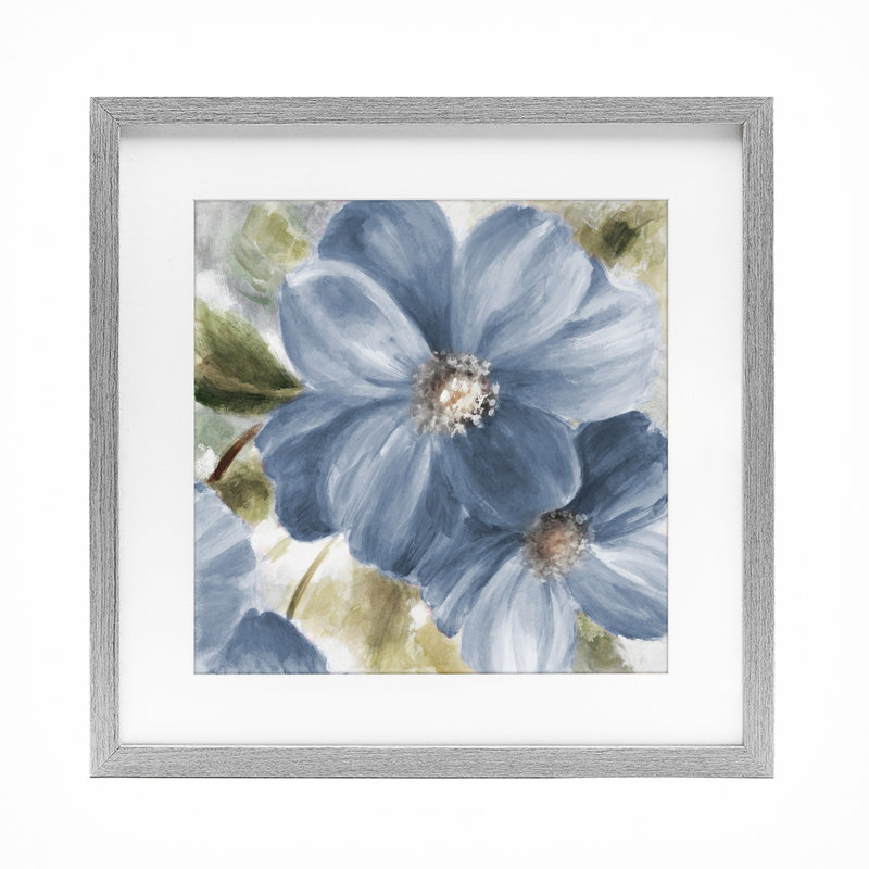 «Walk in Blue Beauty», reproduction sous verre encadrée, design par Lanie Loreth, Cadre de ferme gris, H 13 po x l 13 po