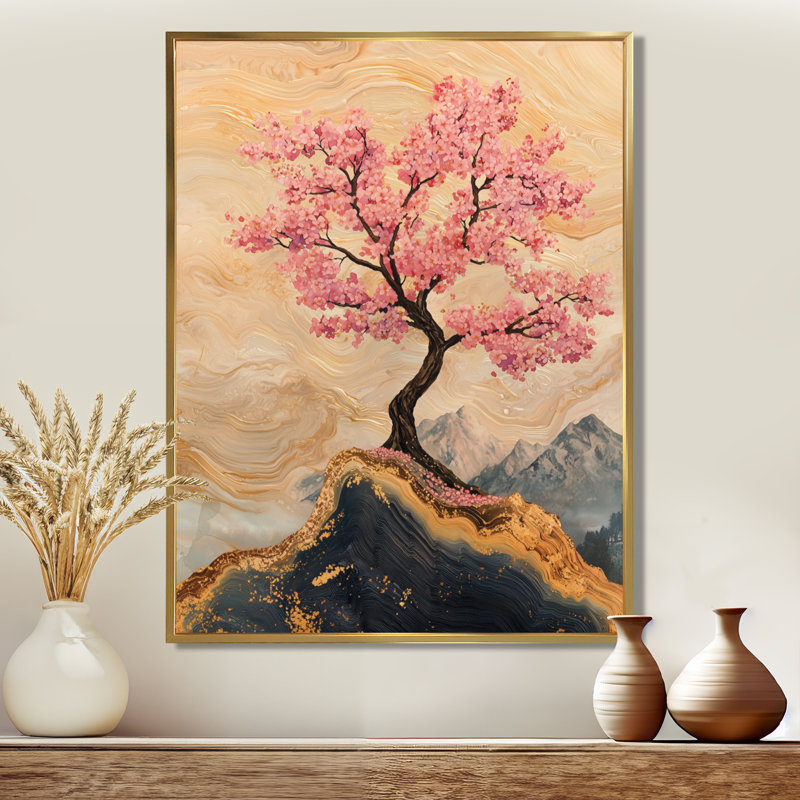 Fleurs de cerisier en écho de Sakura III - art mural cerisier en fleurs, H 40 po x l 30 po, Impression encadrée flottante