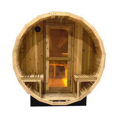Sauna en cèdre rouge noueux naturel pour 4-6 personnes avec fenêtre sphérique en acrylique teinté, sauna traditionnel pour l'extérieur