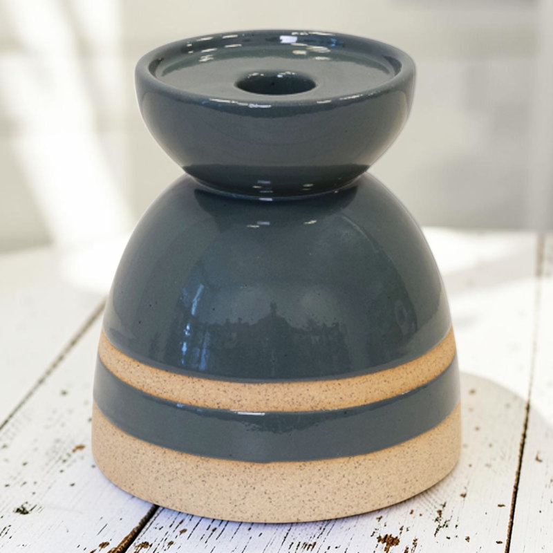 Blue Ceramic Glazed Candle Holder