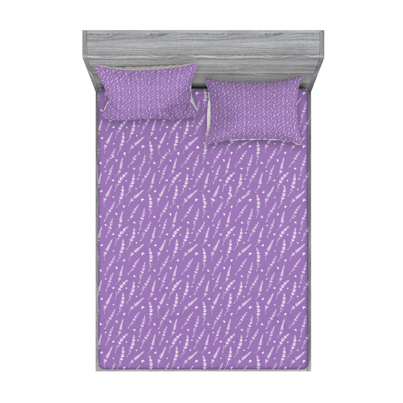 Microfiber Floral Sheet Set, Full Sheet Set with Fitted Sheet