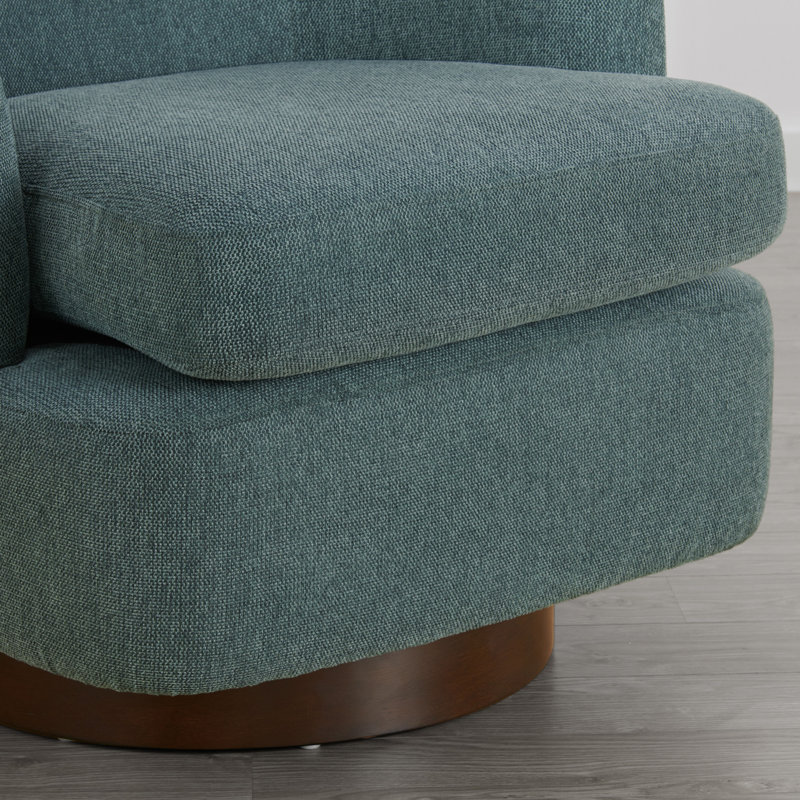Fauteuil demi-tonneau rembourré et pivotant, Vert sauge foncé