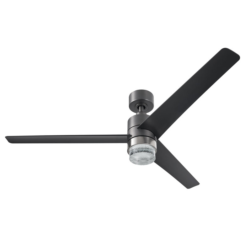 Ventilateur de plafond en carbone brossé 3 pales avec télécommande, ensemble d'éclairage à DEL à intensité variable et moteur réversible Starletta