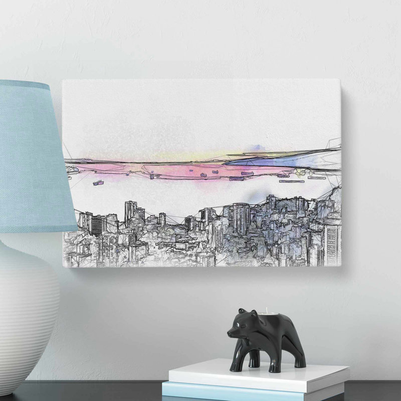 Vancouver Canada Skyline In Abstract - Wrapped Canvas Print, 35cm H x 50cm W x 3cm D