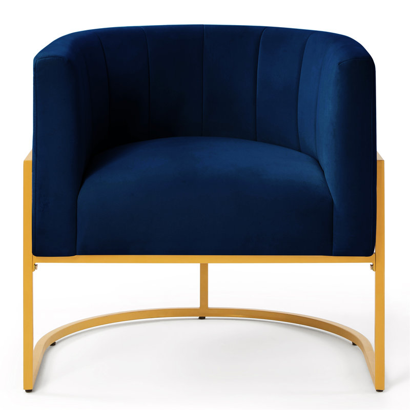 Chaise d'appoint en velours bleu marine Jereme, Marine