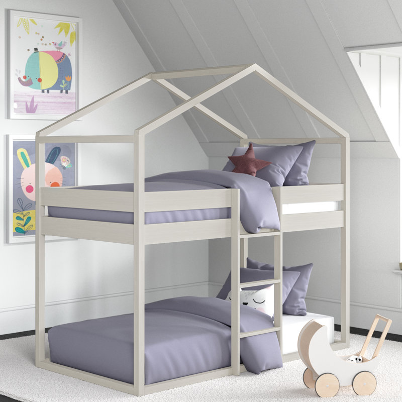 Lach Kids Twin Over Twin Bunk Bed, Antique White