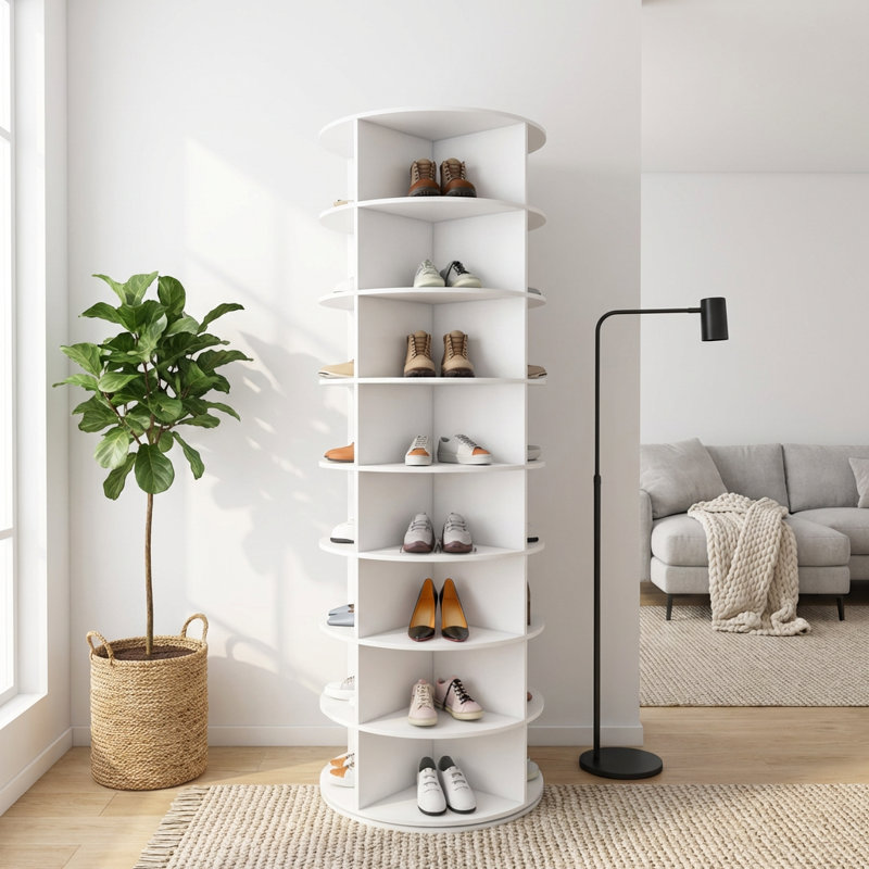 Tour de rangement pour chaussures à 8 niveaux avec rotation à 360 degrés