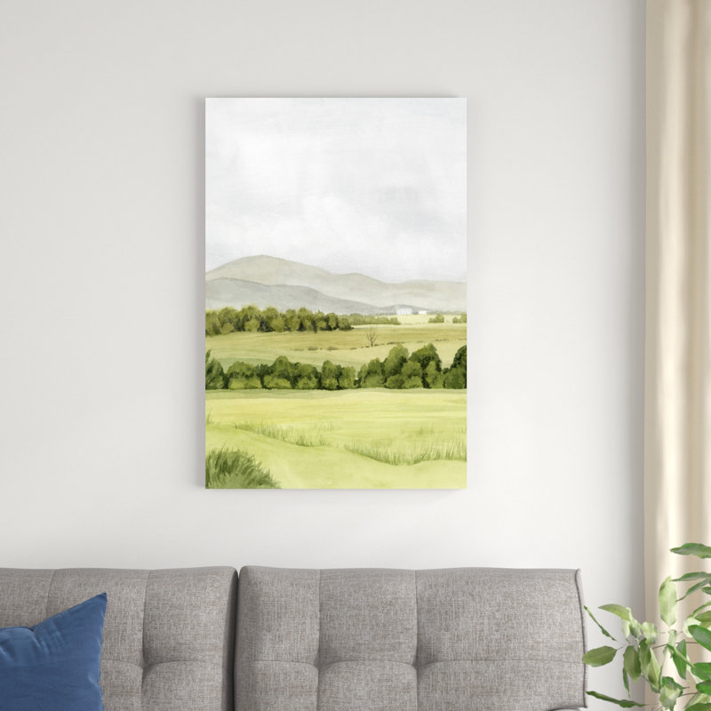«Lush Farmland I» par Grace Popp - peinture sur toile tendue, H 36 po x l 24 po x P 1,25 po