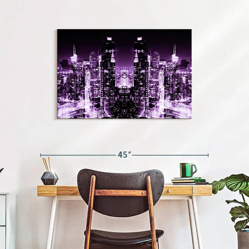 Ravi NYC Reflection - Night Skyline III, 24" H x 36" W