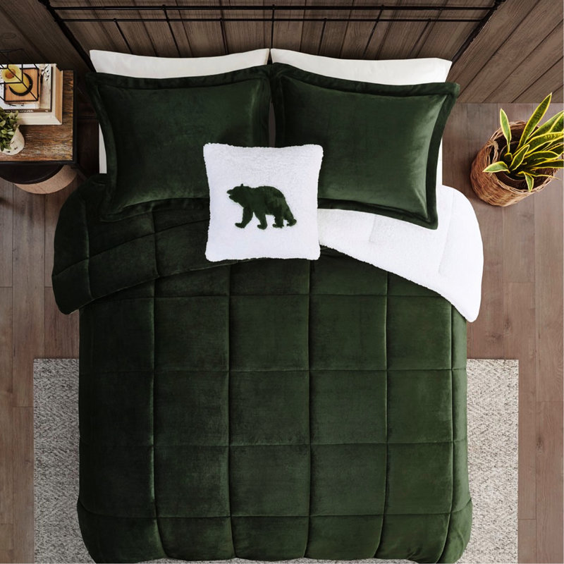 Vers l'édredon avec + 1 édredon, 2 taies décoratives assorties et un coussin décoratif, Vert