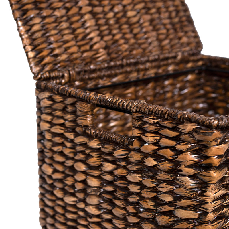 Brown Wash Seagrass Rolling Legal File Organizer with Lid