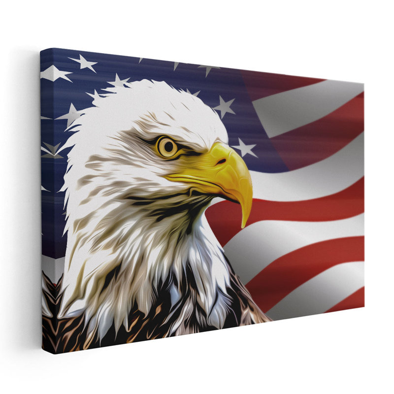 «American Eagle and The USA Flag», reproduction d'art sur toile, H 16 po x l 24 po