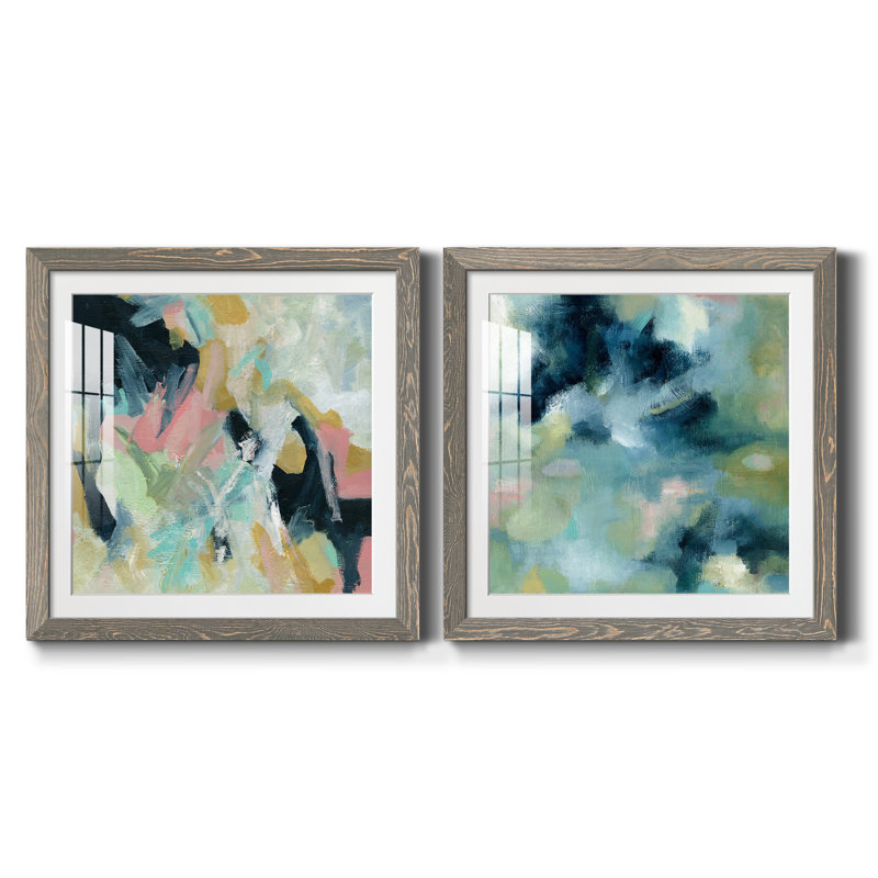 Vitalité - Ensemble de 2 peintures encadrées, H 35,5 po x l 71 po x P 1,5 po, Encadré gris