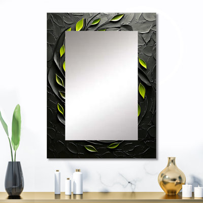 «Green and Black Botanical Balance II - Botanicals», miroir mural décoratif, reproduction d'art en métal