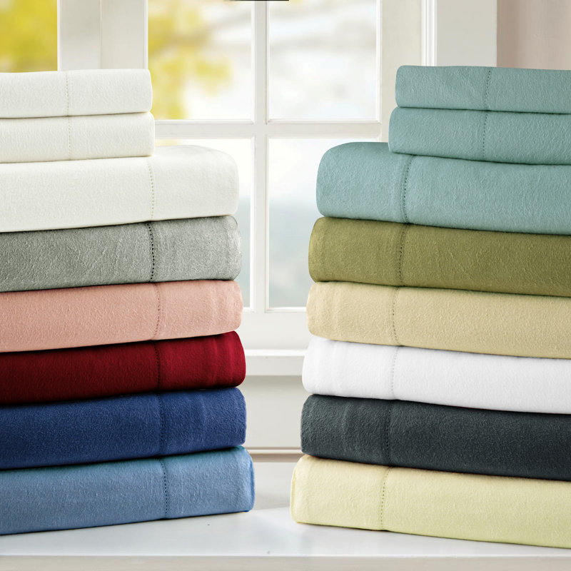 Ensemble de draps en coton flanelle gris foncé 180 g / m² Pointehaven, Ensemble de draps pour lit simple TG avec 1 taie d