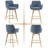 Lovetro Swivel Full Back Arms Upholstered 26.6"H Counter Stool with Solid Rubberwood Frame and Gold Footrest-1236094860