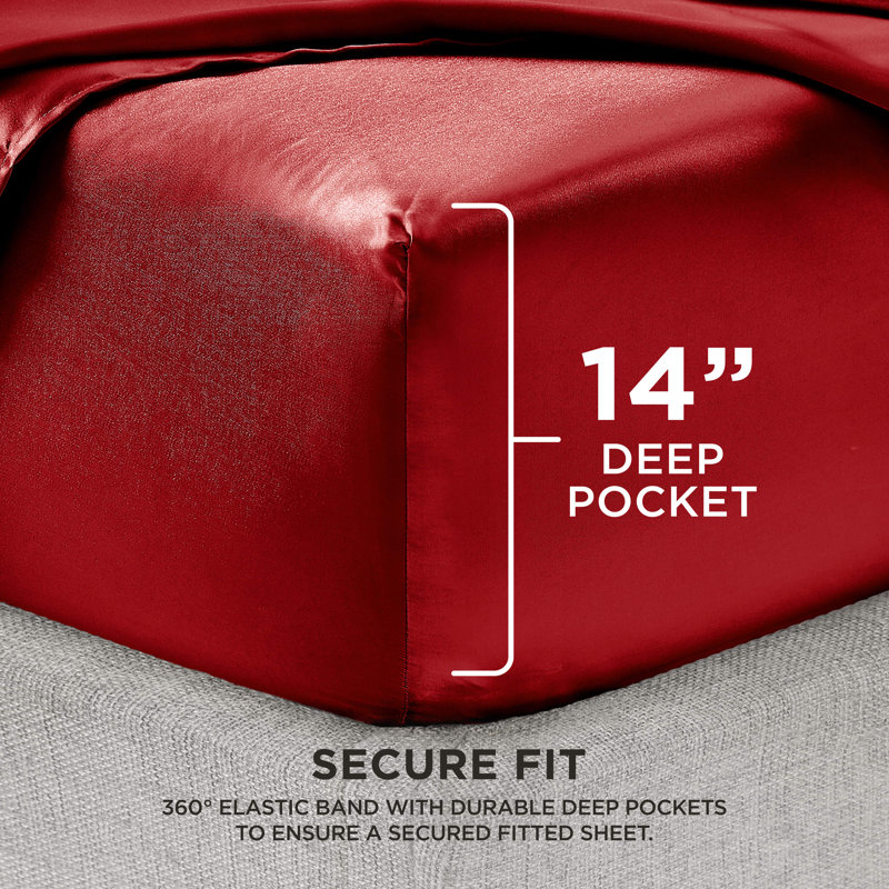 Ruby Red King Satin Microfiber Deep Pocket Sheet Set