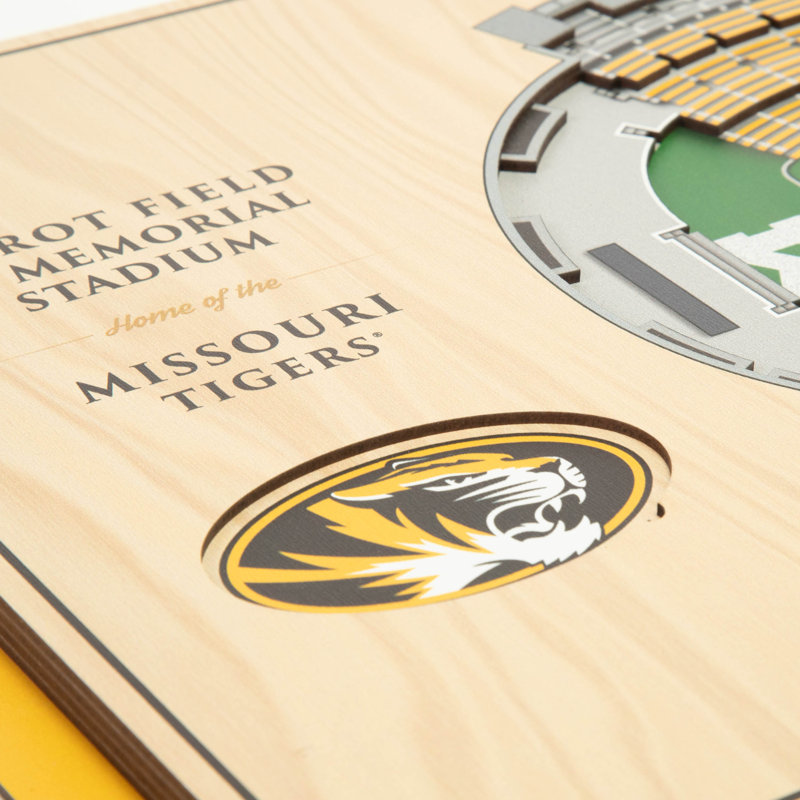 Missouri Tigers 3D Stadium Wall Art in Natural Wood Frame