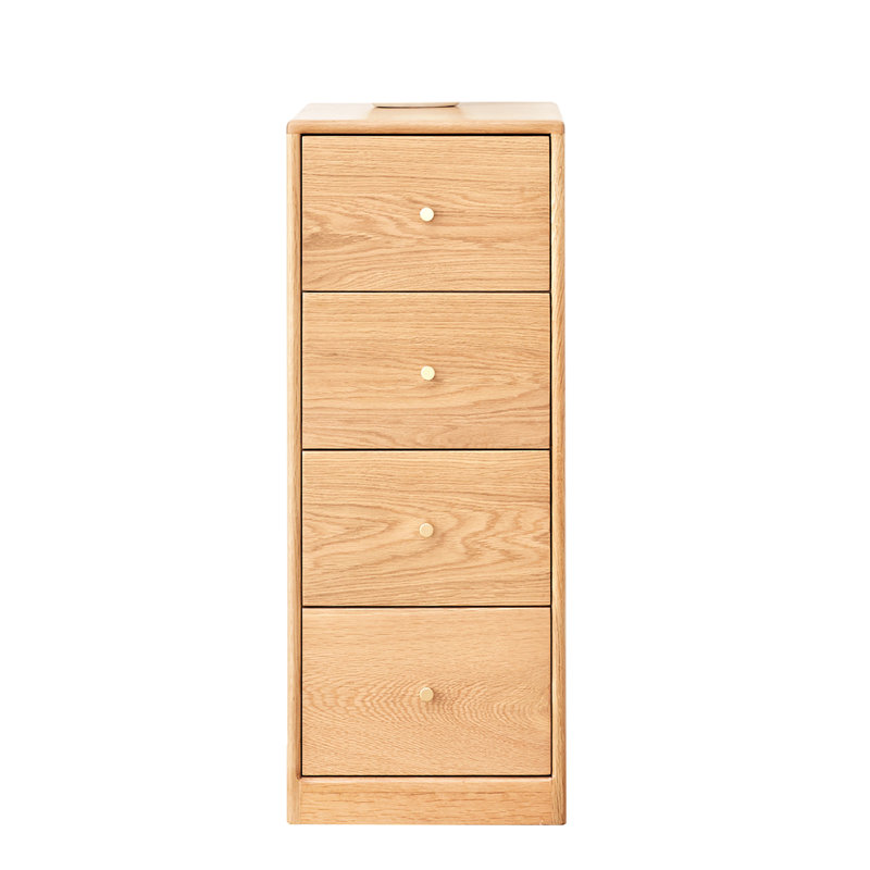 Armoire à quatre tiroirs en chêne massif pour le salon - rangement de chevet avec quatre tiroirs