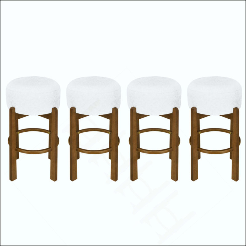 Ensemble de 4 tabourets de bar d'intérieur rembourrés en bois, coussin, ensemble de 4 sièges durables et élégants