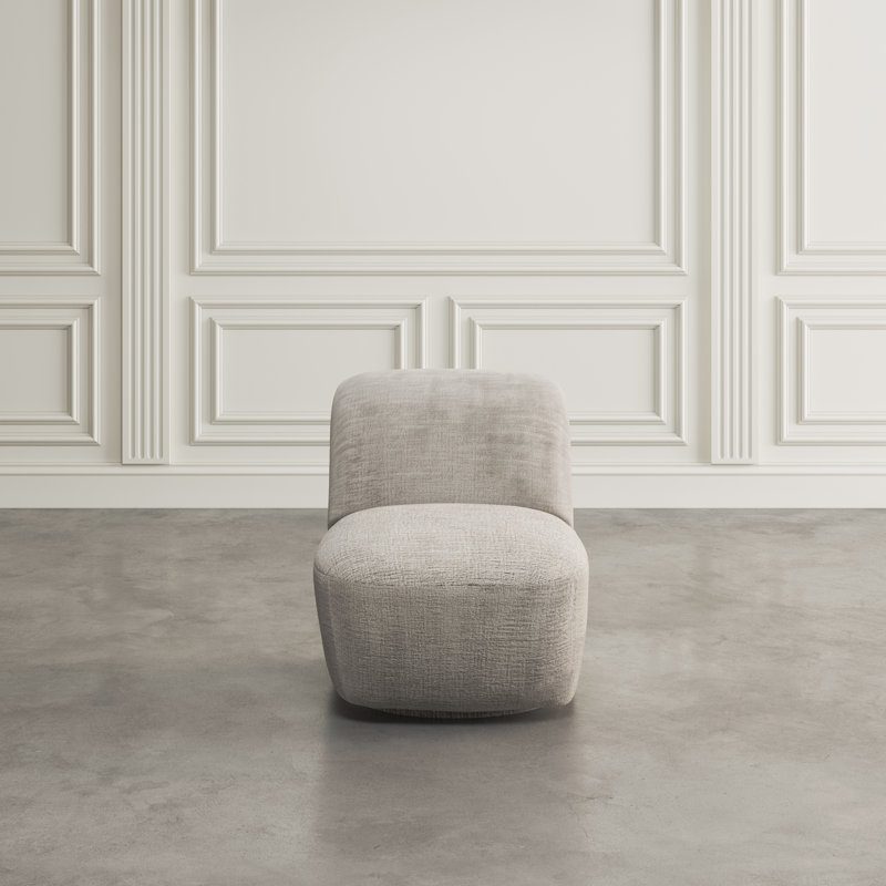 Ilmie Upholstered Swivel Slipper Chair, Gray 