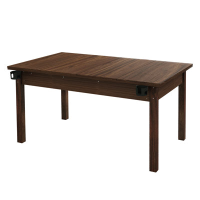 Rustic Brown 2-In-1 Gaming & Dining Table,Solid Wood Legs, Board Game Table With Removable Top, Non-Slip Play Mat & 4 Rotating Cup Holders For 4-6 Peoples