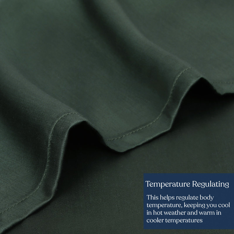 Delara 100% Eucalyptus Lyocell TENCEL™ Cooling Sheet Set – Soft, Silky & Breathable, Forst Green