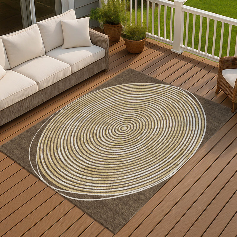 Machine Washable Indoor/Outdoor Chantille ACN2647 Geometric Rug, Chocolate, 2'6" x 3'10"