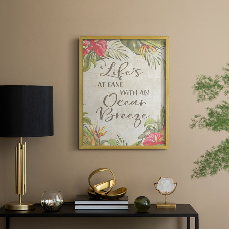 «Life's At Ease», reproduction encadrée - bois massif, H 11 po x l 9 po, Doré