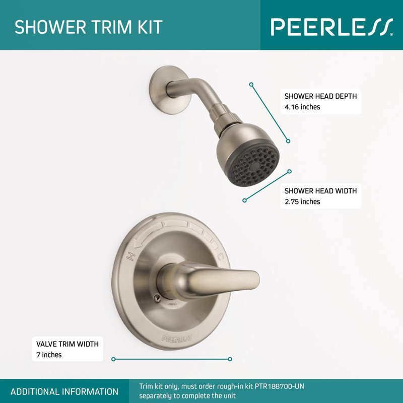 Pressure Balance Core Shower Trim with Single Lever Handle, Brushed Nickel