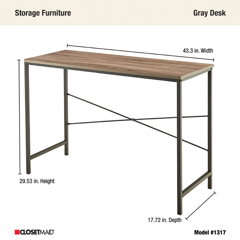 ClosetMaid Industrial Writing Desk, Gray/Black