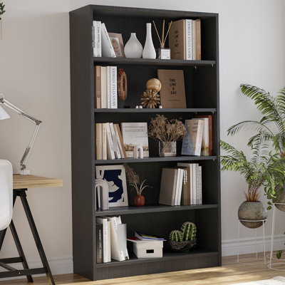 Grande bibliothèque 60 po en bois gris à 5 tablettes de 60 po pour le bureau