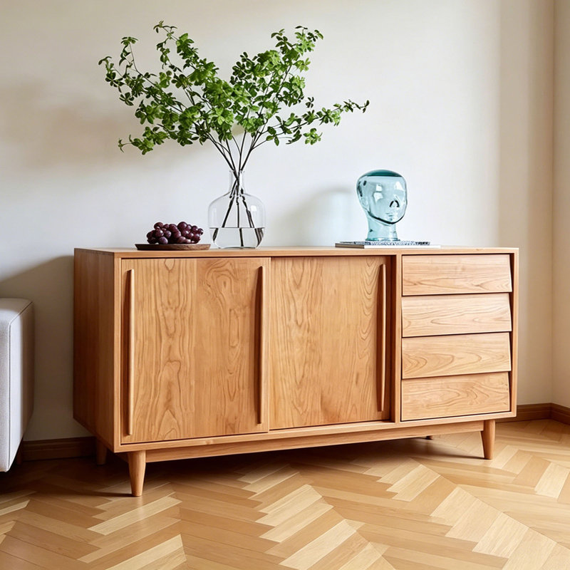 Buffet simple en bois massif avec rangement, 32.28" H x 70.86" W x 16.53" D