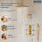 Ceiling Mount 16" Dual Rainfall Thermostatic Shower Faucet System with 6 Body Jets and Handheld Spray-89833290