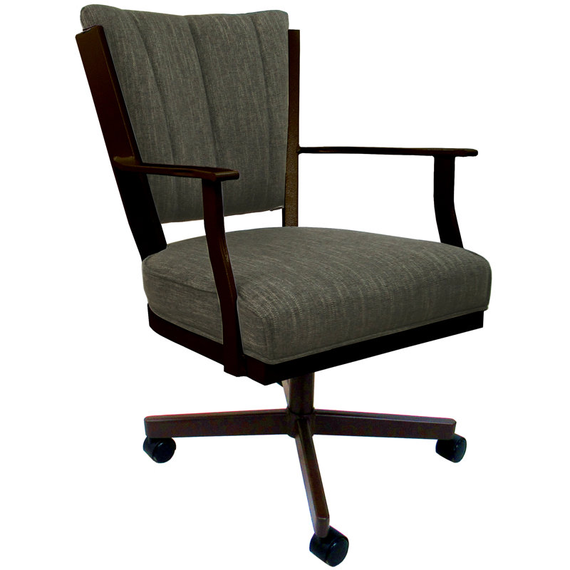Danyael Metal Dining Caster Chair with Arms, Brown, Sanora Brown