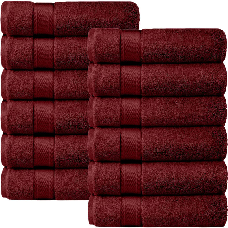 Ensemble de débarbouillettes de luxe pour le bain, ensemble de 12 pièces pour serviettes de salle de bain en coton turc égéen 475 GSM 12 "x12"